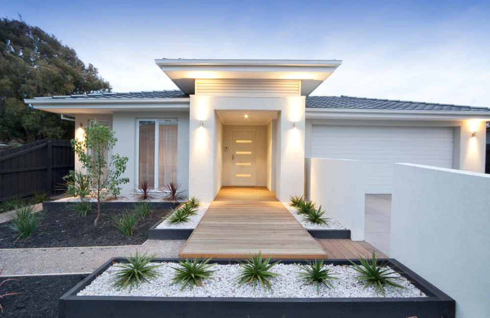 Residential home at dusk