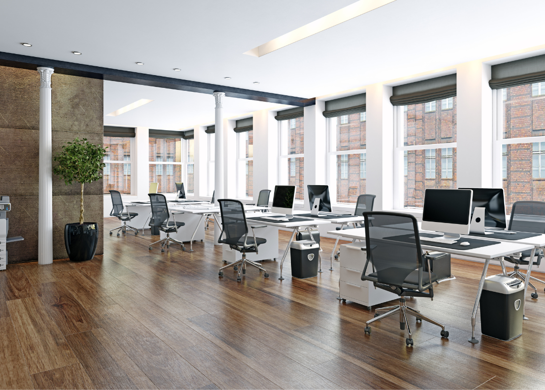 Modern open-plan office workspace